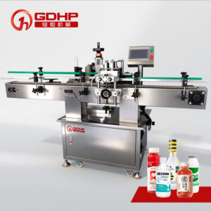 Fully Automatic Vertical Round Bottle Labeling Machine For skincare, wine bottles, oil and food cans